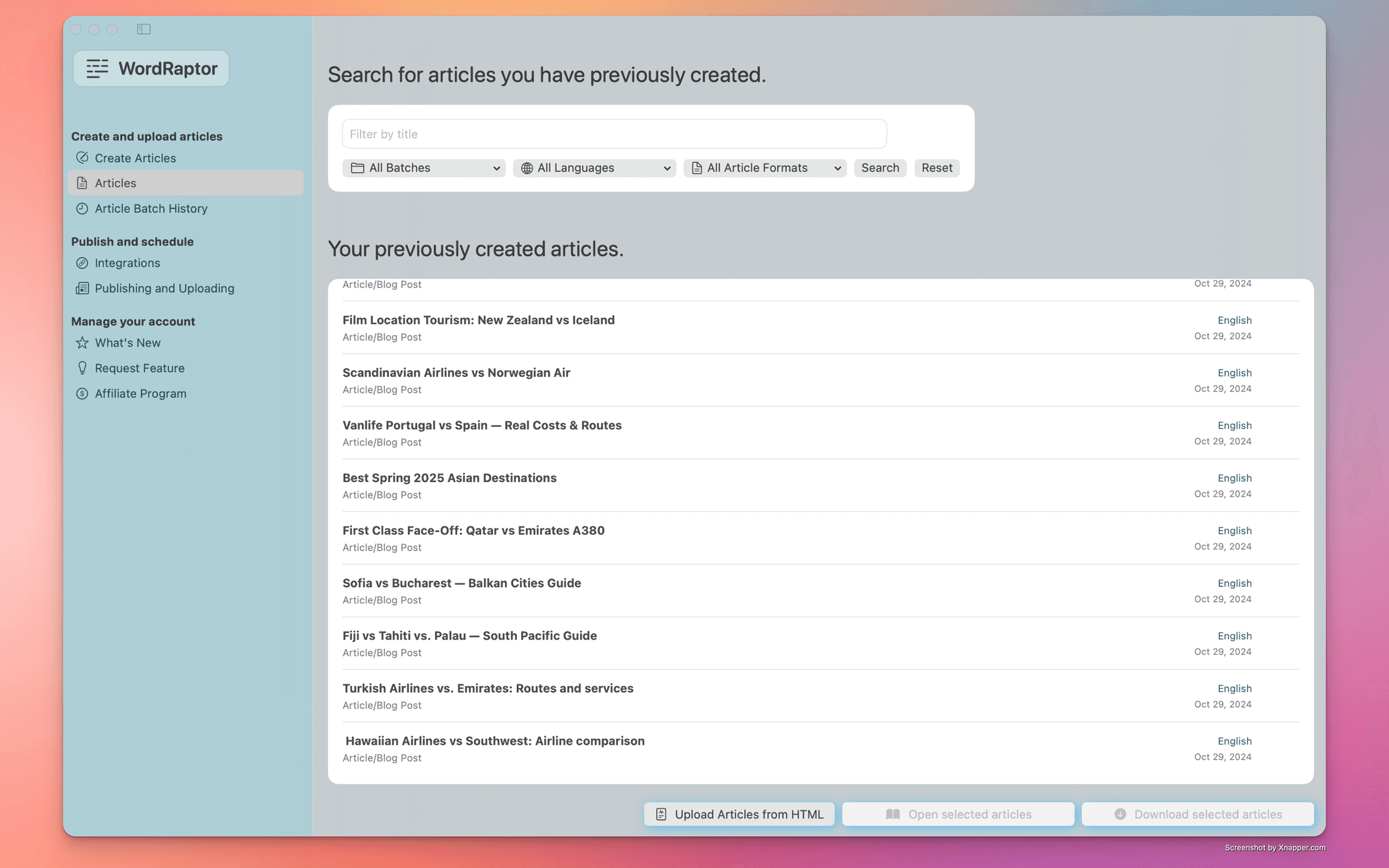 WordRaptor's key features